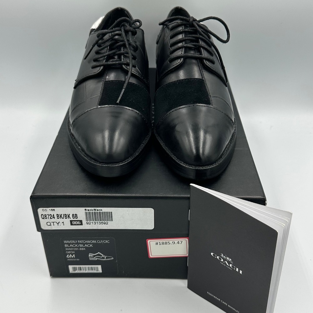 Coach Waverly Patchwork Oxfords Black Leather Suede wmns Size 6B Business - Picture 3 of 13